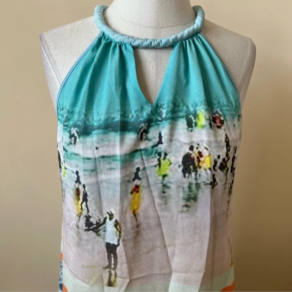 Anthropologie Dream Daily inkjet beach print halter dress 567 - Picture 3 of 9
